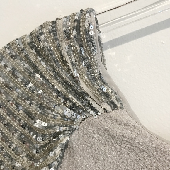 ✨sold✨ badgley mischka • gray silver beaded dress - Picture 6 of 8